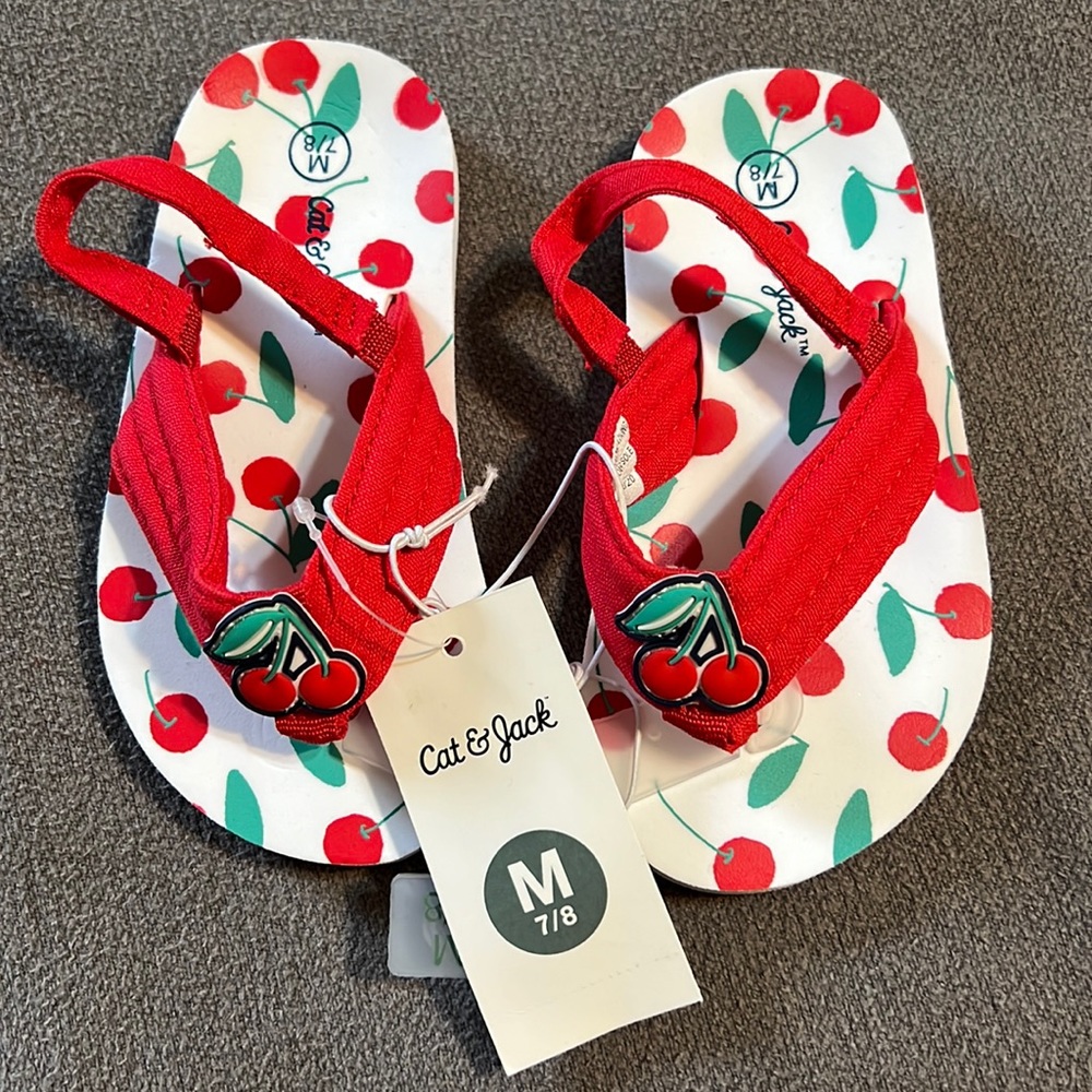 Toddler Girls Cat & Jack Cherry Theme sandals, NWT Size 7/8